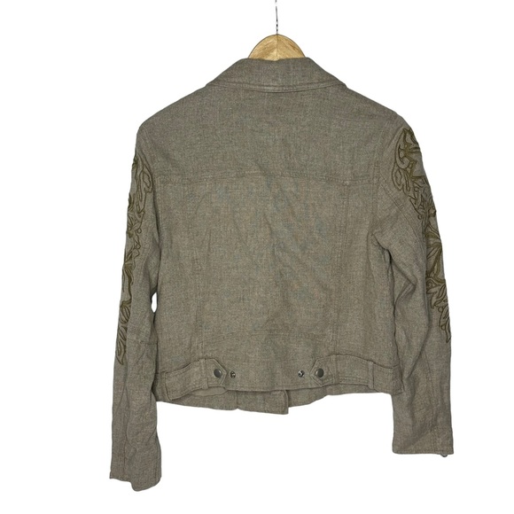 NWT Anthropologie Tessa Embroidered Boyfriend Jacket tan xs - Picture 11 of 16